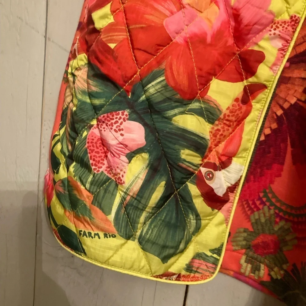 FARM RIO ANTHROPOLOGIE ￼ Blooming Gardens, Quilted, Anorak & Sweatshorts Set S-L